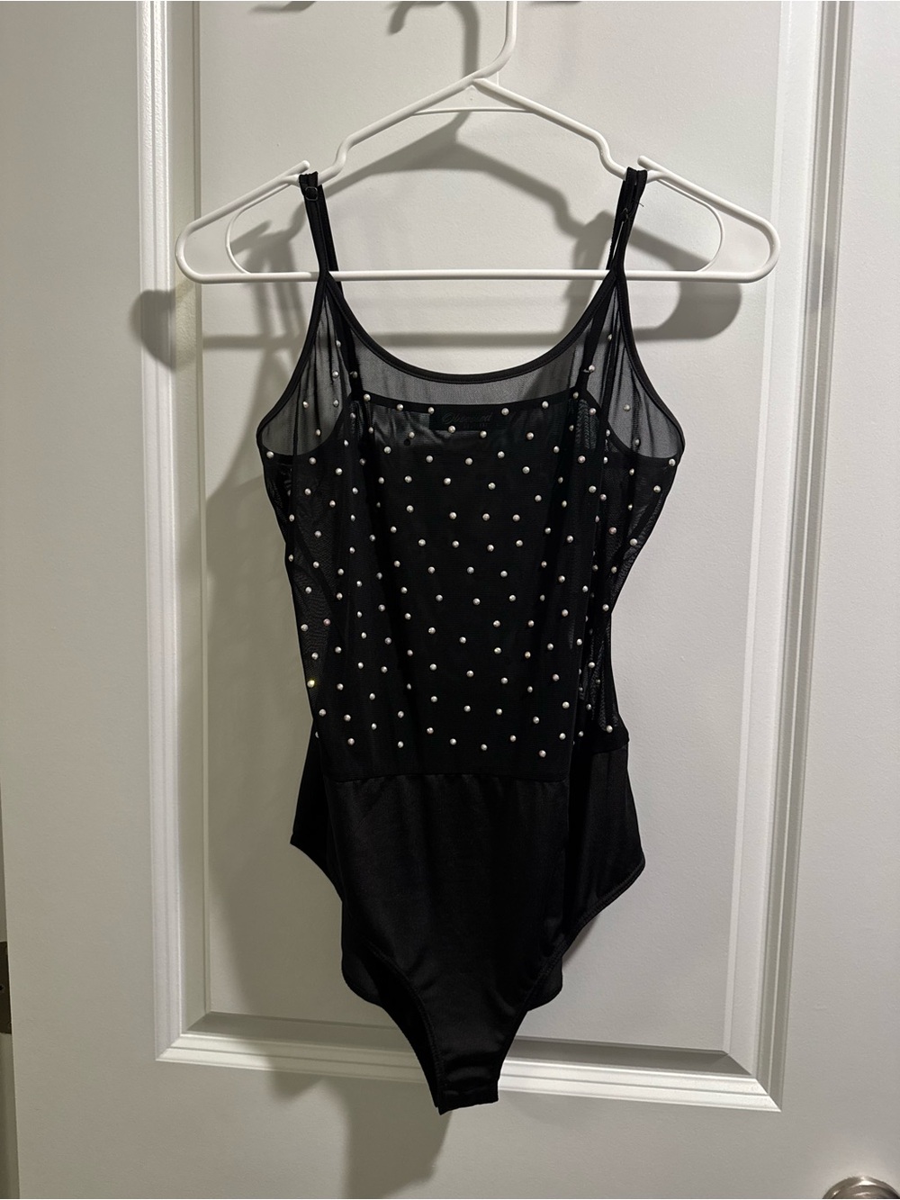 Black Rhinestone Mesh Bodysuit